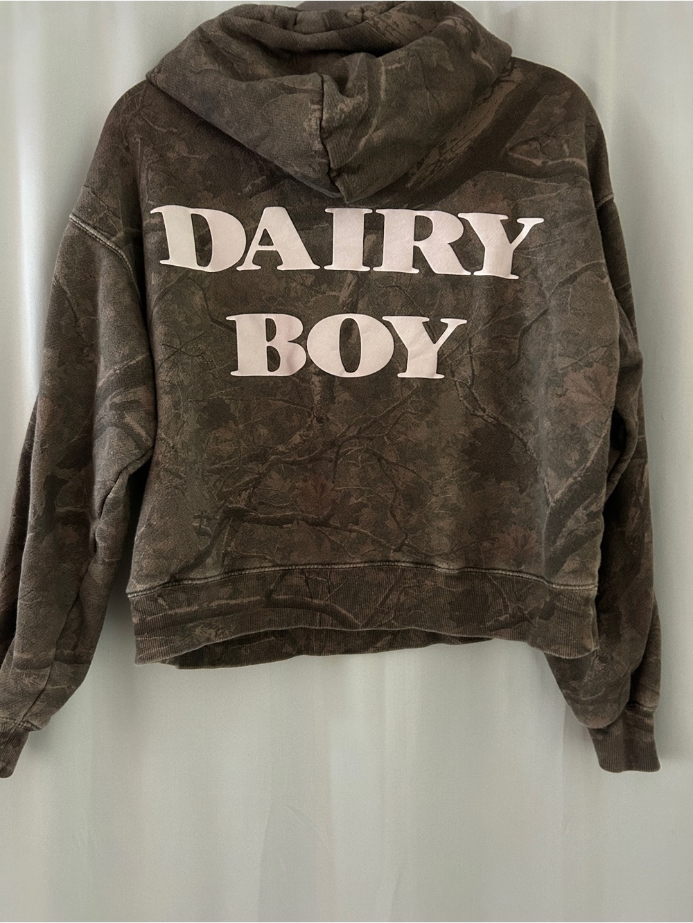 Dairy Boy Camo Crop Hoodie Small
